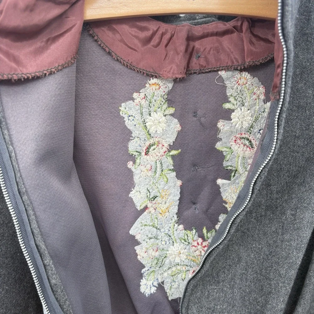 Vintage Hand Made Girls Wool Dress With Embroidered Flower‎ Details Size 12/14 L